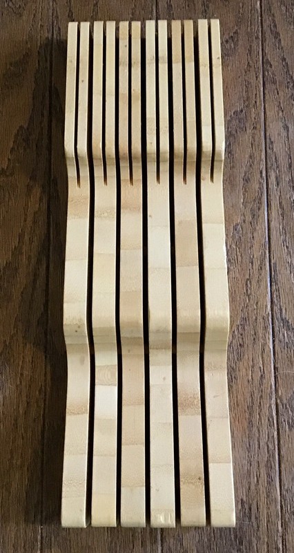 Bamboo Knife Block Drawer Organizer Holds Up To 16 Knives  17” X 5.29” X 2”