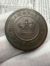 1812 UK/GB Birmingham & Warwickshire Penny Token Conder Withers#202 Copper Coin