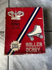 Original Vintage White Roller Derby Outdoor Roller Skates Street King Size 7 Box