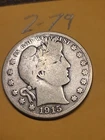 1915 S  Barber Half Dollar VG  Lot2-79