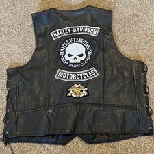 Vance Leathers Harley-Davidson patches Leather Motorcycle Vest Size 60
