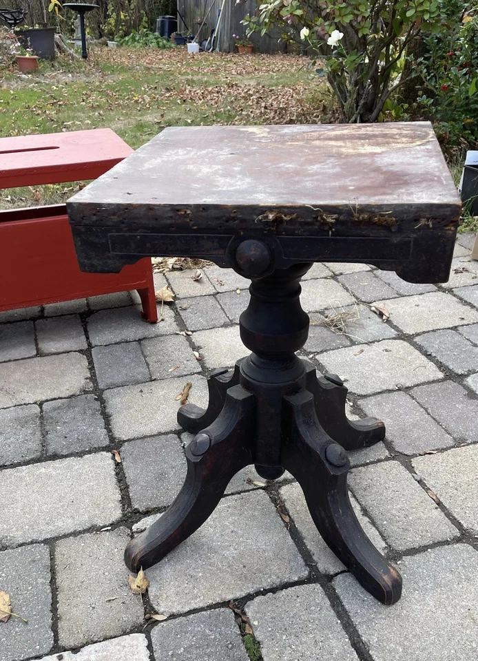 Antique Victorian Adjustable Height Stool In Walnut for Piano/Vanity/Plant Stand - Image 2 of 4