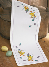 PERMIN - OSTERN -STICK-TISCHLÄUFER /GARN - KÜKEN- KREUZSTICH-ZÄHLMUSTER -27x67cm