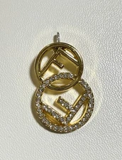 Fendi Zipper Pull Upcycled Charm Repurposed Gold Tone