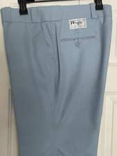 NWT Vtg Wright 38x34 Blue Dacron Poly Combed Cotton Wide Leg Flared Retro Pants
