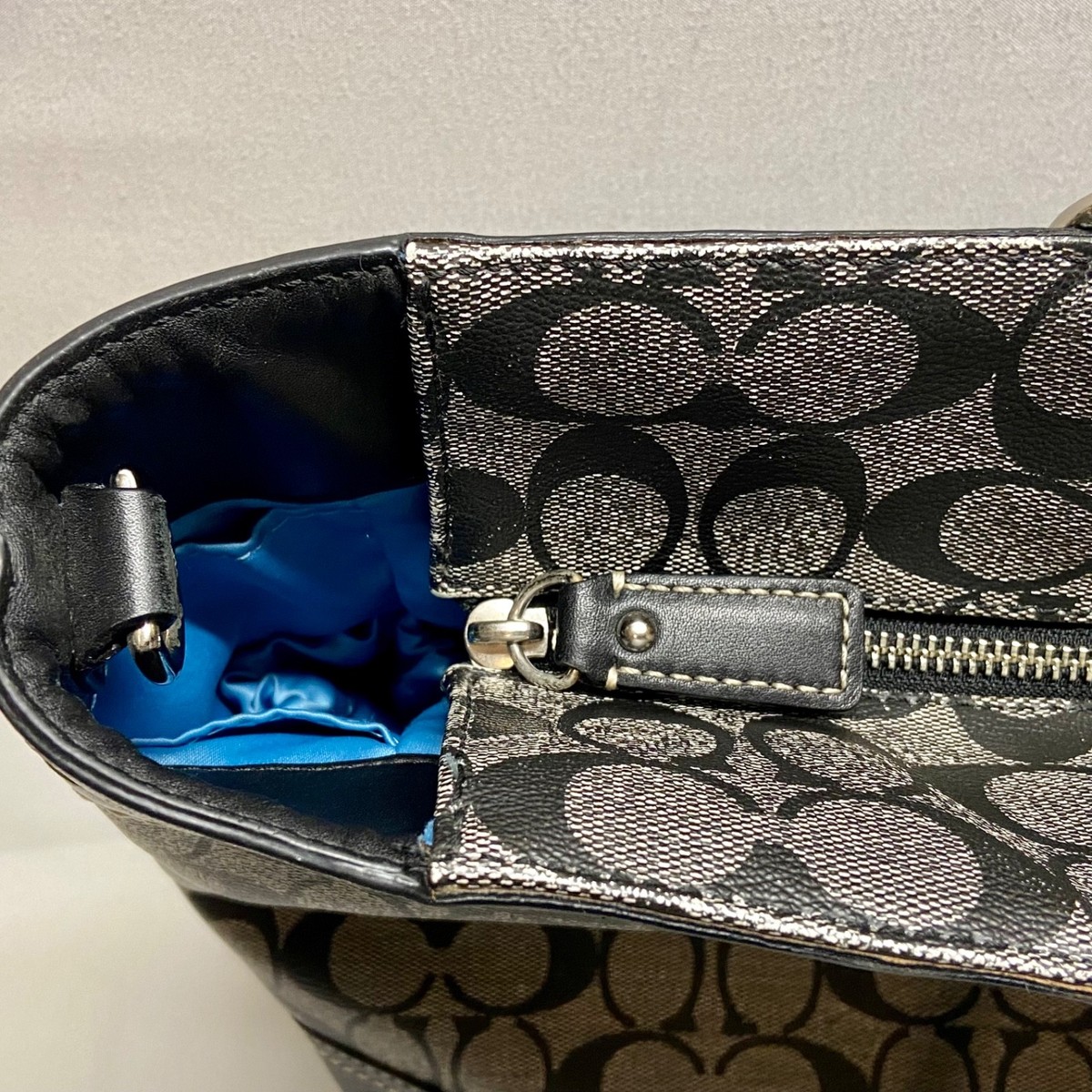 Coach Chelsea Heritage Tote F14475 Large Black Signature Stripe