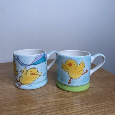 2 Vintage Whittard Of Chelsea Tassen 2005 Nick Butterworth Ostern Küken Spaß Fliegendrachen 