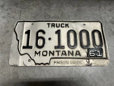 1959 1961 Montana Truck License Plate Dawson Co Glendive  16 T 1000 PRISON MADE