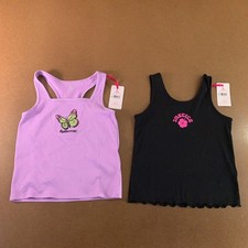 Justice Girls Large 12/14 Lilac Butterfly Black Flower Tank Top 2 Pieces NWT