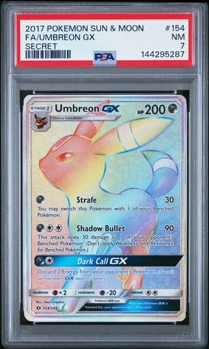2017 POKEMON SUN & MOON SECRET #154 FULL ART/UMBREON GX PSA 7