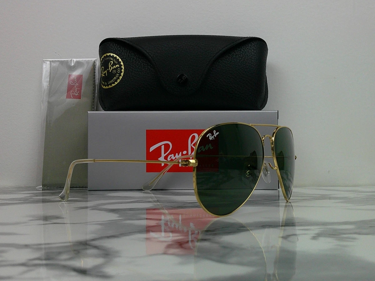 Ray-Ban Aviator Sunglasses Bronze Frame Rainbow Lens Classic Pilot Case VS37AQ AVIATOR CLASSIC Sunglasses in Arista Gold and G-15 Green  main image 3