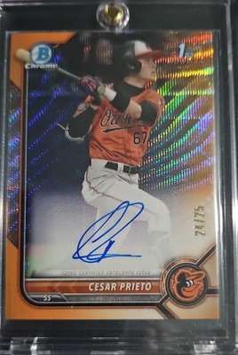 2022 Bowman Chrome - Prospect Autographs Cesar Prieto #CPA-CP Orange Wave...