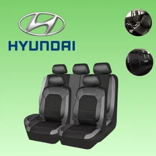 For All Hyundai Black Luxury Seat Cover Faux Leather 5 Seats Full Set