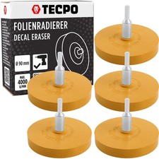 5x TECPO FOLIENRADIERER ETIKETTEN RÜCKSTÄNDE AUFKLEBER RESTE ENTFERNEN Ø 90 mm