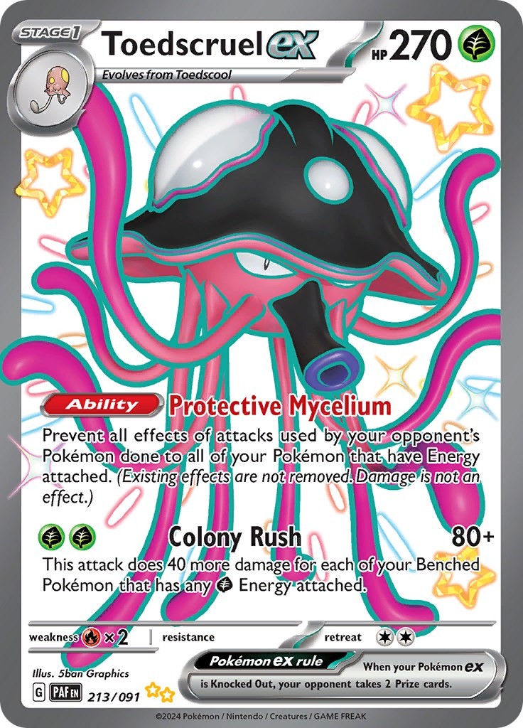 Toedscruel ex PAF Holofoil - 213/091 NM Pokemon TCG