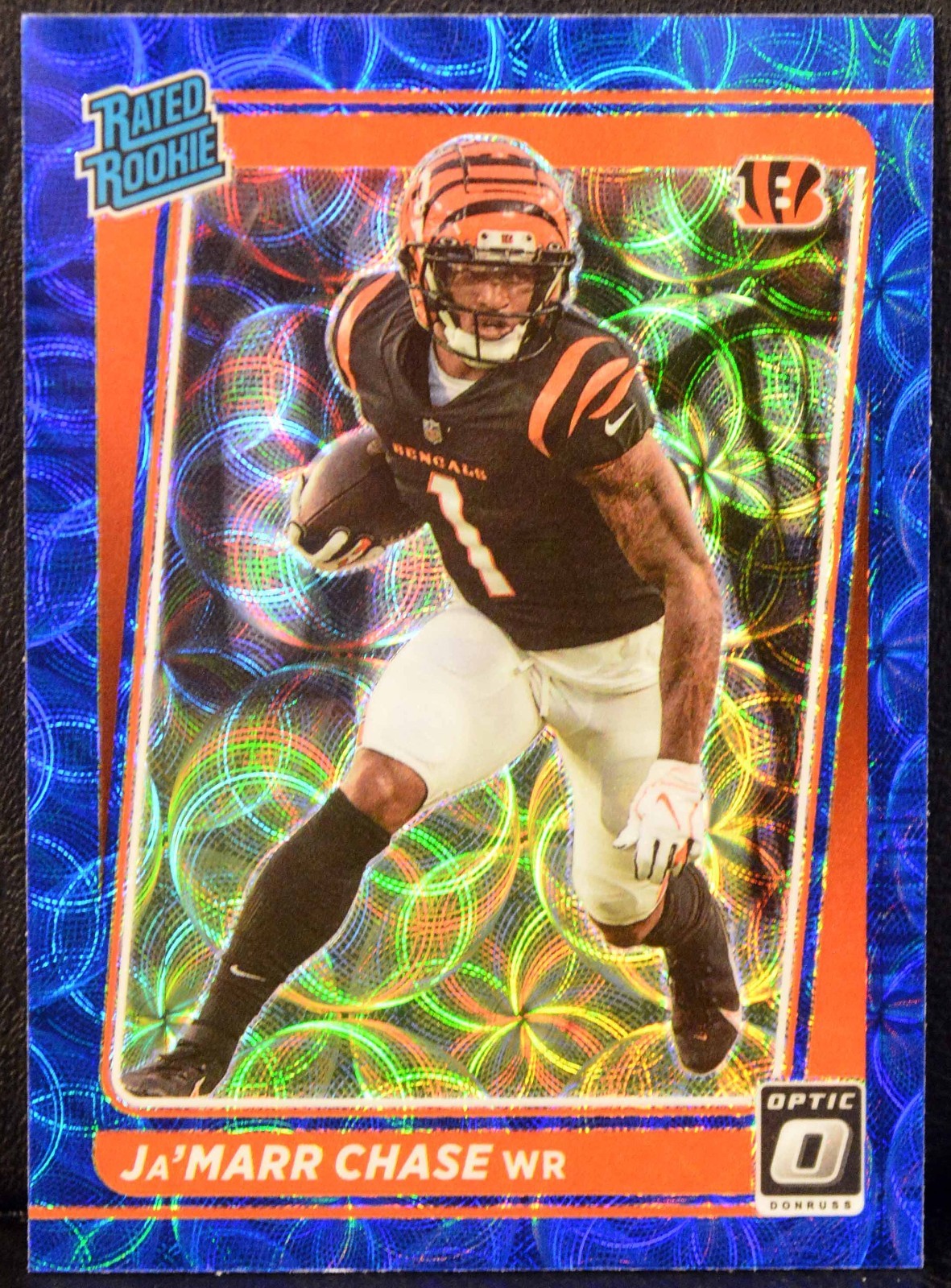 2021 Panini Donruss Optic #207 JA'MARR CHASE Rated Rookie RC Blue Scope Prizm