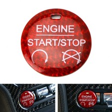 Red Carbon Fiber Keyless Engine Push Start Button Cover For 2015-23 Ford Mustang Red Carbon Fiber Keyless Engine Push Start Button Cover For 2015-23 Ford Mustang