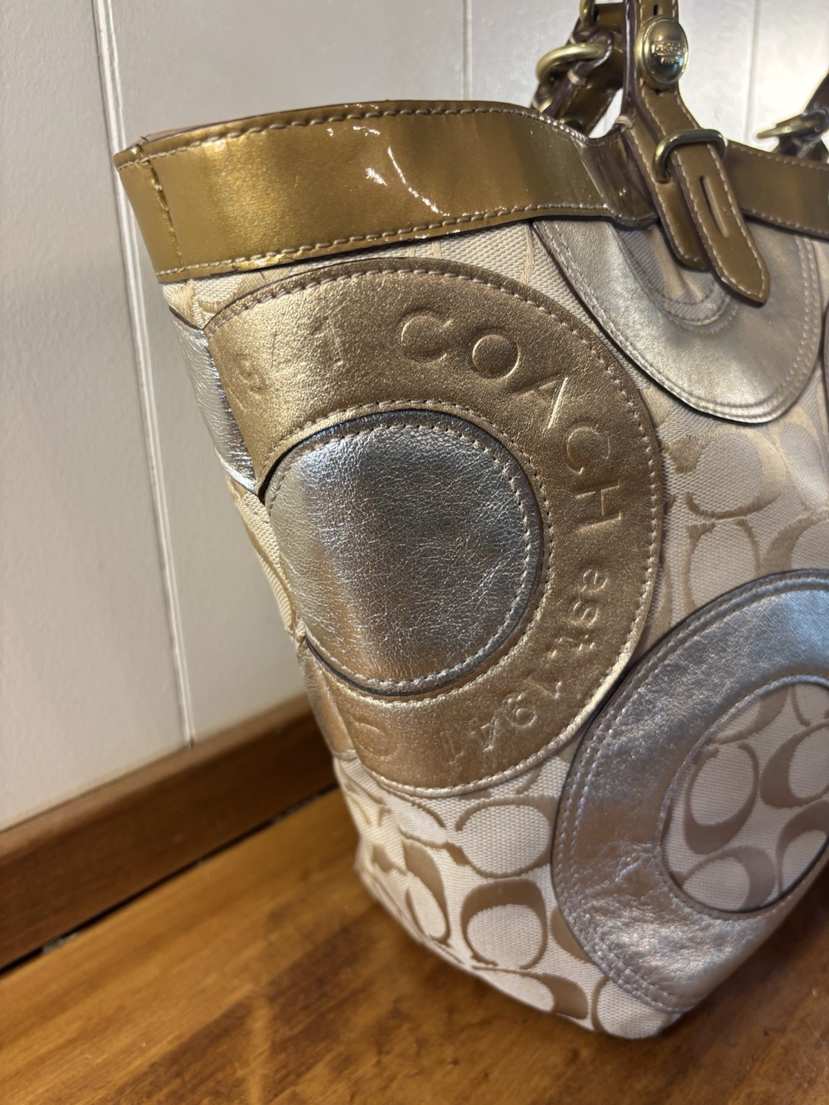 Coach Carly Y2K Large Circular Patchwork Shoulder… - image 6