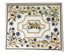 Marble Dining Table Top with Semi Precious Stones Inlay Garden Patio Table Top