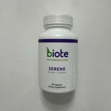 Biote Nutraceuticals Serene Mood + Stress 60 Capsules New Sealed Exp 02/26