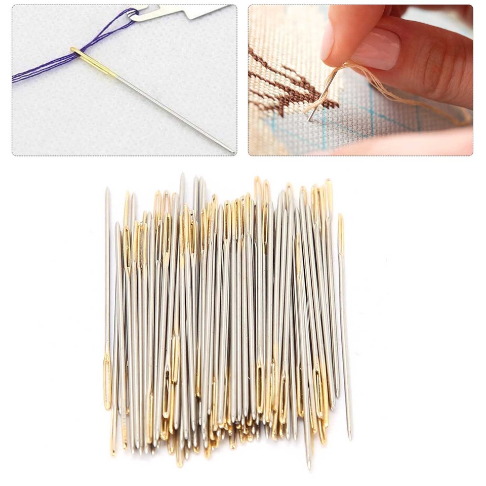 Metal Embroidery Needles 100Pcs High Quality Large Eye Sewing Set BEL