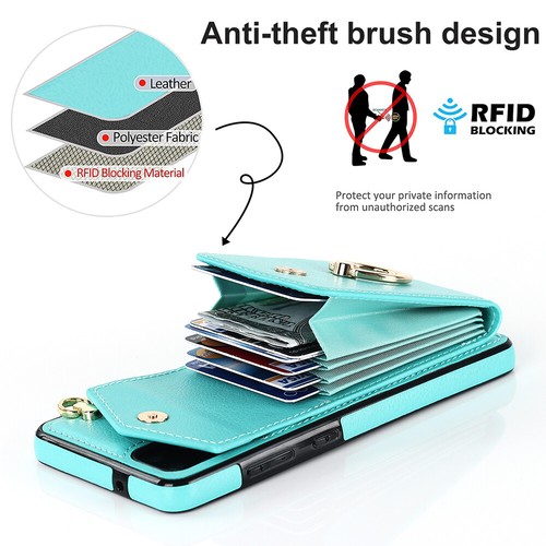 For Samsung Phone Case Cover Luxury Leather Wallet Card Slot Ring Stand Strap - Zdjęcie 40 z 68