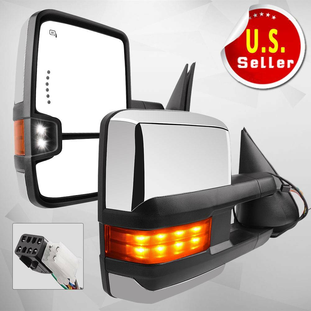 Power Heated LED Turn Signals Towing Mirrors for 99-02 Chevy Silverado  Sierra | eBay