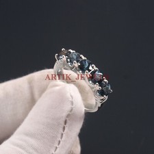 Natural London Blue Topaz Gemstone with 925 Sterling Silver Ring for Women 4689