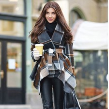 Chicwish Prairie Check Rabato Coat Plaid Brown Black Neutral
