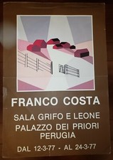 PÓSTER DE ARTE ~ Franco Costa 1977 Palazzo dei Priori Perugia Edificio Histórico Italia ~