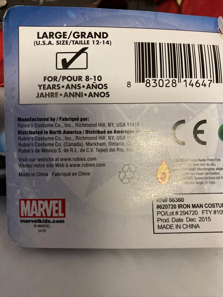 Disfraz de Rubí Capitán América: Guerra Civil Iron Man Niño Top y Máscara, Talla L Foto 4 de 4