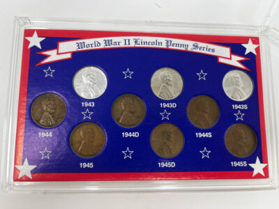 Vintage World War 2 1943-1945 Lincoln Pennies Minted Coin Set 1992