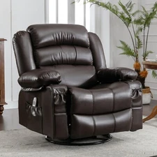 Massage Heated Rocker Swivel Recliner Chair Nursery Gliding Chair W/ USB Ports