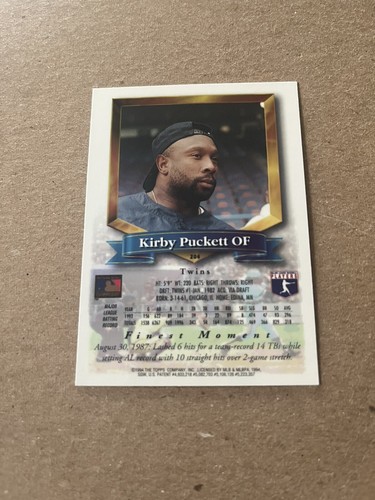 1994 Topps Finest #204 Kirby Puckett Minnesota Twins - Picture 2 of 2