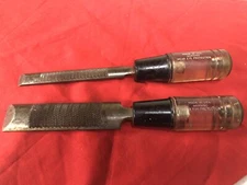 2 Vintage Nicholson USA Chisel Files 1/2” & 1” Rasp Wood File Combination Tools
