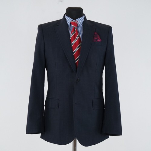 Mens H&M Sport Coat 38R US Size Dark Blue Wool Blazer Jacket - Picture 4 of 13