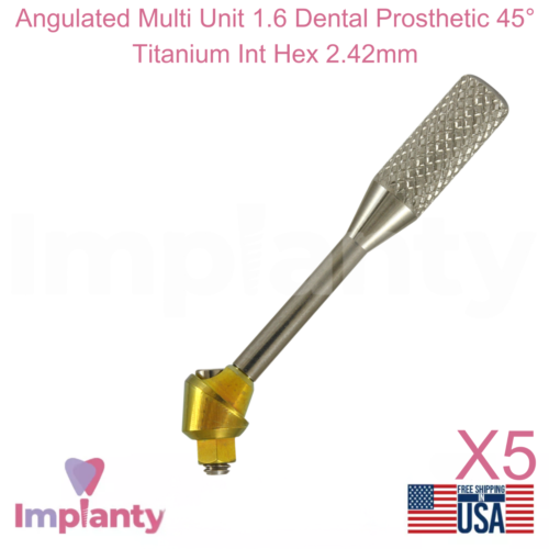 5x Angulated Multi Unit 1.6 Dental Prosthetic 45° Titanium Int Hex 2.42mm - 第 1/5 張圖片