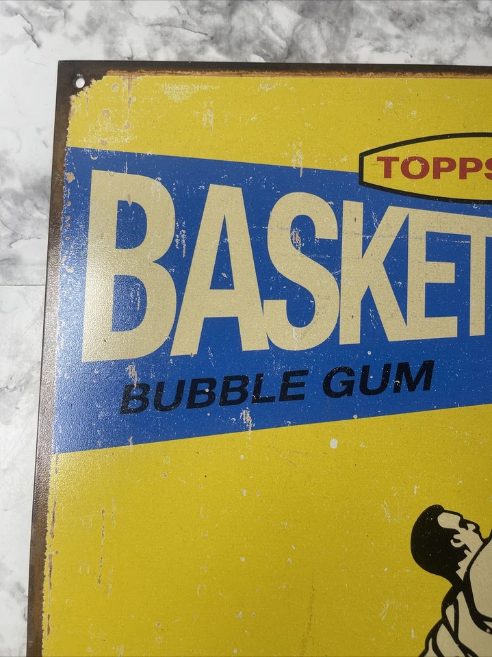 Letrero de 5 centavos Topps Pro Baloncesto Estaño Metal Burbuja Goma 2006 12,5" x 16" EE. UU. Foto 2 de 4