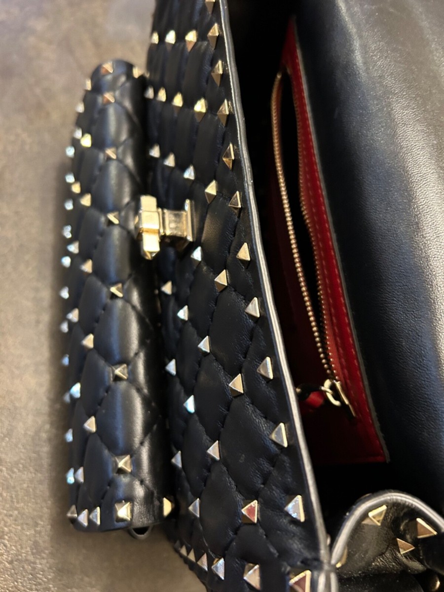 関税込み国内発送 Valentino☆Rockstud Spike Chain Bag Valentino Large Black Rockstud Spike Chain Bag - Ann's