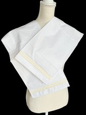 Restoration Hardware Italian White Hotel Satin Yellow Stitch 2 Standard Shams