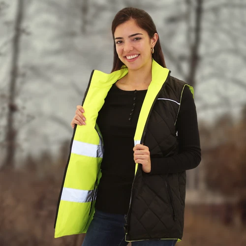 Hi Vis Visibility Reversible Bodywarmer Safety JORESTECH Vest image 3