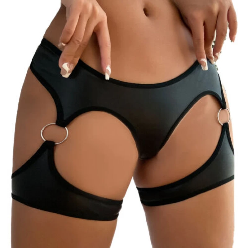 Women Cutout Booty Shorts Low Rise O Ring Hot Pants Club Raves Dance Costume o - Image 3 of 4