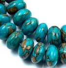 10x5mm Blue Mosaic Howlite Turquoise Rondelle Beads Beads (30)  — photo 1