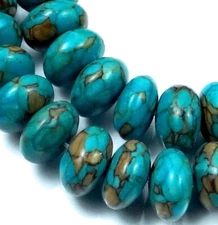10x5mm Blue Mosaic Howlite Turquoise Rondelle Beads Beads (30) 