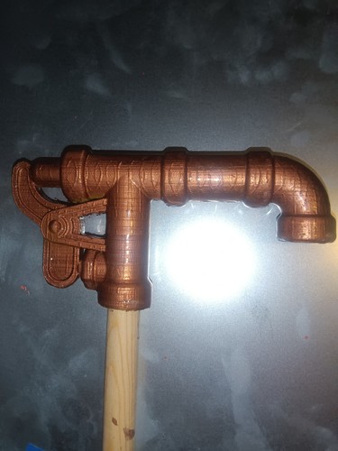 Steampunk  Cane Handle. Was 3D Printed On My 3D Printer. Copper Color,