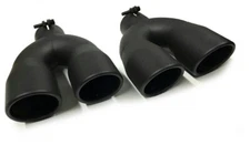 Pair Powder Coated Black Universal Dual Exhaust Tips 3" Colt Exhaust