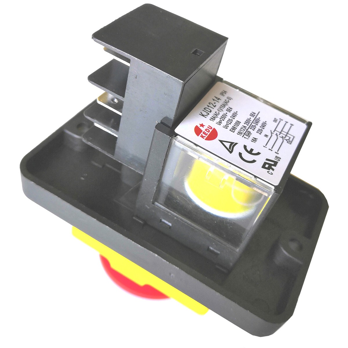 Interrupteur Bouton-Poussoir KJD17B 220V 16A Avec Couvercle Anti-Poussière - Pour Bétonnière