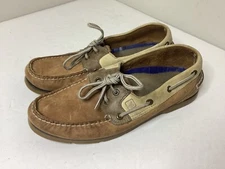 Sperry Top Sider Mens Size 9 Brown Leather Boat Shoes 3 Tone Nautical 0777297