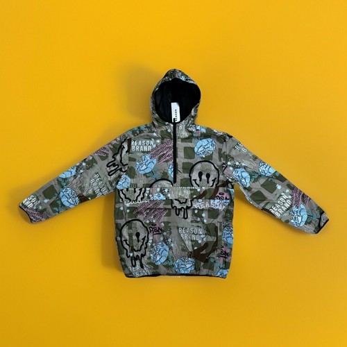 Neu mit Etikett L Reason schmelzende Smilies und Blumen Allover Hoodie Windbreaker Jacke $ 59 - Bild 1 von 11