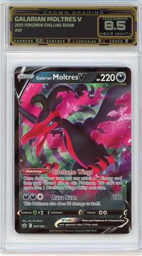 2021 Pokemon Galarian Moltres V Chilling Reign #97 GRADED SLAB 8.5